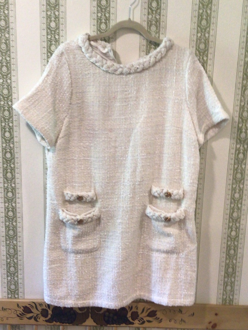Lena Cream Tweed Short Sleeve Pocket Dress